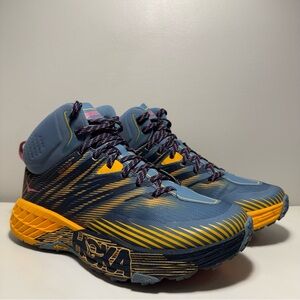 Hoka One One Speedgoat Mid 2 GoreTex Blue Yellow Pink Women’s 7 Athletic Running